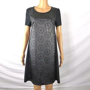 Ellen Tracy Little Black Dress Laser Cut Short Sleeve Lined New With Tag NWT Sm